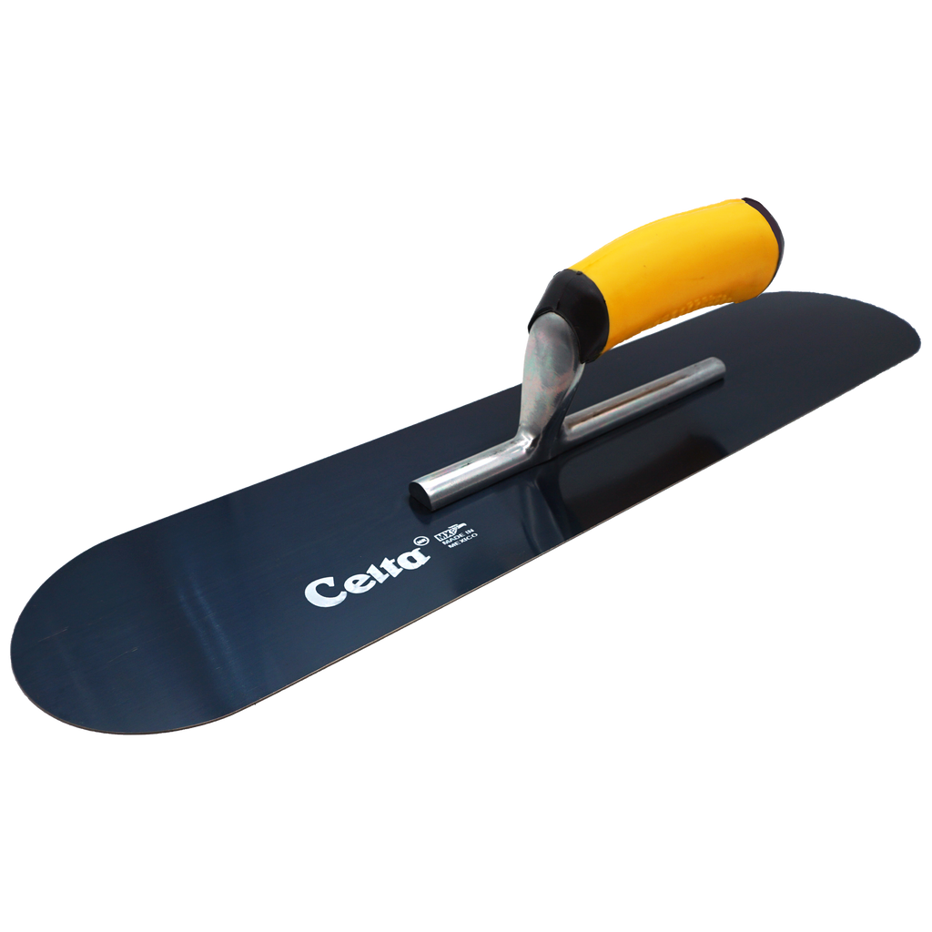 18" x 4" Blue Steel Pool Trowel – Rounded Ends | Ergonomic Handle (184BE6P)